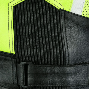 Chaqueta de moto de cuero Original negra/amarilla de carreras para hombre, protecciones interiores, chaqueta de cuero genuino para montar en motocicleta para hombre - Product Image 5