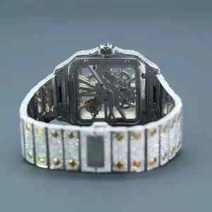 Reloj de Lujo para Negocios de Moda, Estilo Hip Hop, Esqueleto, Acero Inoxidable con Incrustaciones de Diamantes Moissanite, Cristal, Unisex - Product Image 4