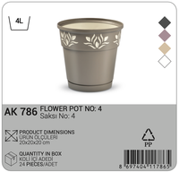 Pot Bunga Plastik PP Khaki 4 LT Afossa AK 786 Tahan Lama Ramah Lingkungan Desain Modern Elegan dengan Potongan Ringan Multifungsi