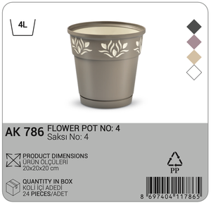 Maceta de Plástico PP Duradera de 4 Litros, Color Caqui, Diseño Moderno y Elegante con Recortes, Ligera, Multiusos, para Interiores y Exteriores, Hogar y Jardín - Product Image 2