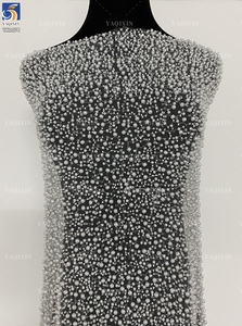 YX1174 1000gsm Heavy Weight Pearls 3D <strong>Lace</strong> <strong>Fabric</strong> for Wedding Dresses White 3D Sequined Pearls Net Bride <strong>Lace</strong> <strong>Fabric</strong> 5 Yards - Product Image 5