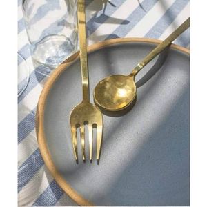 Cubiertos dorados, juego de vajilla, acero inoxidable, tenedor, cuchillo, cucharas, restaurante, boda, respetuoso con el medio ambiente, cubiertos de metal dorado - Product Image 1