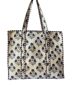 Premium Eco-friendly Cotton Quilted <b>Tote</b> Bag <b>with</b> <b>Zipper</b> & Long Shoulder Strap Soft Padded 100% Cotton Shopping Bag for Women - Product Image 2