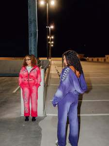 Conjunto de Sudadera con Capucha Personalizada con Efecto Desgastado, Estampado de Pedrería, Sudadera con Cierre, Chándal con Lavado Ácido, Estilo Vintage, Ropa Urbana para Hombre - Product Image 3