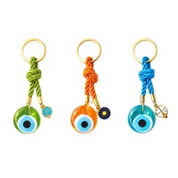 Juego de 3 llaveros de ojo turco con diseños de amuletos coloridos y variados, llavero Nazar de 3 cm, juego de regalo de recuerdo turco de acero inoxidable KEC-D2
