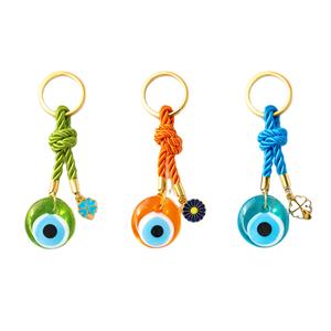 Juego de 3 llaveros de ojo turco con diseños de amuletos coloridos y variados, llavero Nazar de 3 cm, juego de regalo de recuerdo turco de acero inoxidable KEC-D2 - Product Image 1