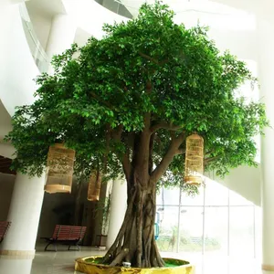 Artificial ficus árvore evergreen falso grande fibra de vidro faux banyan árvores para decoração ao ar livre