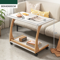 Table basse portable en bois massif moderne avec roulettes, multifonctionnelle, écologique, durable, facile à nettoyer, pour salon, bureau