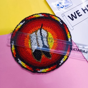 Handmade Beaded Tea Coaster Elegant Round Design with Colorful Beads Perfect for <b>Table</b> Decor Dining Coffee and Gifting - Product Image 2