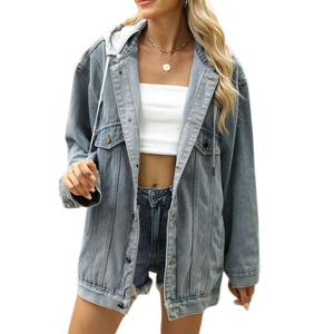 Veste en jean à capuche pour femmes, haute qualité, meilleur matériel, service OEM, veste en jean confortable à porter pour femmes, vente en gros - Product Image 1
