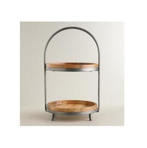 Home Decoration Wooden and Metal Tier <b>Cake</b> <b>Server</b> Stand Wholesale Exporter Customized Design Handmade Mango Wood <b>Cake</b> Stand - Product Image 1