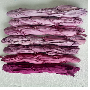 Ruban de soie sari de qualité supérieure 100% soie teint en rose pour la revente de décoration - Product Image 5