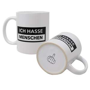 Mug blanc pur à motif original 'I Hate People', capacités 200 ml et 600 ml, compatible micro-ondes et paillettes, idéal pour les cafés et les cadeaux promotionnels - Product Image 1