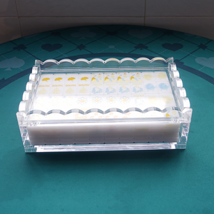 Acrylic Mahjong Storage Box With Scalloped Lace Lid Clear Transparent Mahjong Tile Case Portable <b>Game</b> Packaging Box Wholesale - Product Image 1