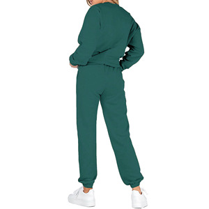 Vente en gros Streetwear 100% coton pour femme, survêtement de luxe à logo d'hiver avec design écologique haut de gamme, vêtements de jogging unis 2 pièces - Product Image 5