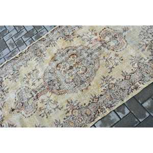 Turkish Rug, 3.7x6.8 ft Area Rug, <b>Brown</b> White <b>Wool</b> Rug - Product Image 5