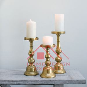 Gold <b>Candle</b> Pillar Holder Stands for Wedding Table Centerpieces Hot Selling Aluminium Set of 3 <b>Candle</b> Stands for Christmas Decor - Product Image 1