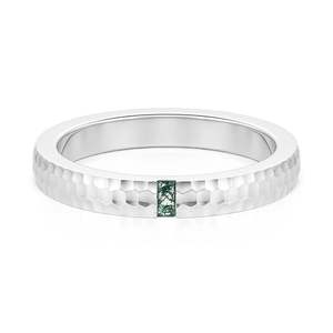 Jeulia Hammered Rectangular <b>Moss</b> <b>Agate</b> Men's Wedding Band in Rose Gold - Product Image 1