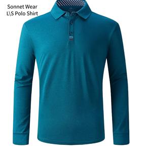 Chemises polo pour hommes, manches longues, col polo athlétique - Product Image 1
