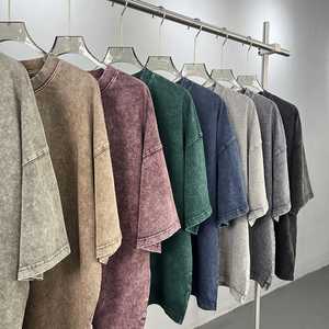 เสื้อยืดผ้าฝ้ายขนาดใหญ่260แกรมสำหรับผู้ชายเสื้อยืดครอปโบซี่เสื้อวินเทจซีดจางไปจากแสงแดด - Product Image 5