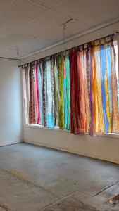 Saree en soie indienne Sari Sheer Boho rideau gitane hippie bohème moderne Floral écologique pleine lumière ombrage maison cantonnières - Product Image 5