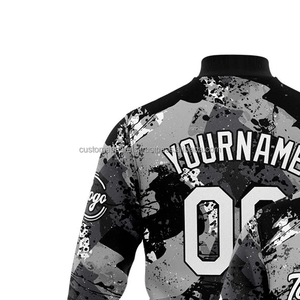 Blouson universitaire personnalisé à marque distinctive MCACVJ-215 en laine, col montant, broderie décorative, logo sur le devant, respirant, pour homme - Product Image 3