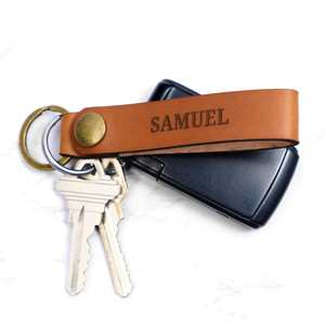 Custom Real Leather Graduation Keychain Personalized Graduate Gift for Men Handmade <b>Vintage</b> Style Embossed Initials - Product Image 4