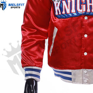 Blouson aviateur en satin de soie pour homme, brodé sur mesure, avec col montant, logo frontal et motif de dessin animé |   Veste d'hiver - Product Image 4