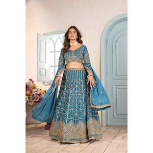 Lehenga Choli tendance pour femme, style moderne, brodé, longueur ras du sol, tenue ethnique écologique pour les célébrations festives, vente en gros - Product Image 1