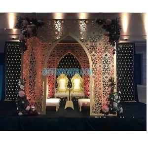 Décoration de Mandap en métal de style marocain moderne pour intérieur, dernière conception découpée au laser, idéale pour les mariages aux chandelles et les événements au Canada - Product Image 1