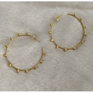 Boucles d'oreilles créoles à pointes en laiton plaqué or faites à la main pour cadeaux de fête ethniques - Product Image 6