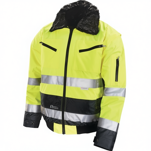 High-Visibility Yellow/<b>Grey</b> Pilot <b>Jacket</b> From PREVENT for Fitness Safety - Product Image 2