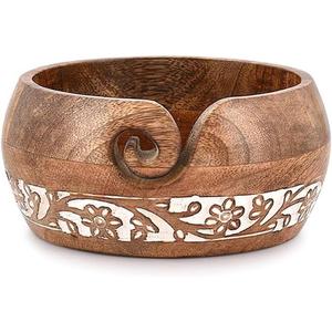 Bol de stockage de fil en bois écologique résistant à l'eau bol de fil de crochet durable pour accessoires de tricot décor à la maison - Product Image 4