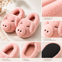 Chaussons d'intérieur en textile doux, motif cochon en peluche, légers, chauds, antidérapants, pour l'hiver et l'automne, OEM ODM, personnalisables