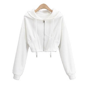 Sudadera Deportiva Corta con Capucha y Cordón Ajustable, Estilo Nuevo, Logotipo Personalizado, Ropa Deportiva para Mujer, Color Personalizado, CP-WH-09 - Product Image 2