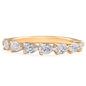 Anillo de dedo de oro amarillo de 14K de moda de diseñador único al por mayor, joyería fina de San Valentín, anillo de diamante Natural cortado con pera para niña - Product Image 1