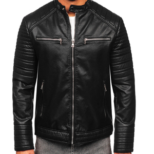 Chaquetas de Cuero Personalizadas para Hombre, Chaquetas de Motociclista de Cuero Cortavientos a la Moda, Chaqueta Bomber de Cuero PU, Ropa Urbana - Product Image 3