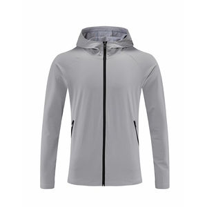 Sweat à capuche zippé pour homme, vêtement de sport actif léger à séchage rapide, col montant en toile, logo personnalisé, veste de course d'hiver - Product Image 6