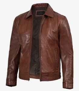Veste en cuir véritable pour hommes 100% peau de vache | Manteau de motard de mode élégant | Vêtements d'extérieur automne printemps | OEM disponible | Toutes les tailles - Product Image 3