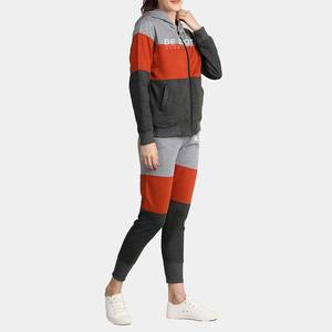 Conjunto de chándal con cremallera de bloque de Color de algodón 100% para mujer de la mejor calidad, ropa de calle de invierno transpirable, chándal con logotipo frontal, cierre 2 en 1 - Product Image 2