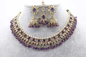 Eid llegadas mujeres indio nupcial boda compromiso gargantilla collar pendientes conjunto platino plateado circón joyería de moda - Product Image 6