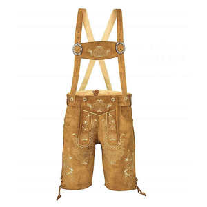 German <b>Men's</b> Bavarian <b>Leather</b> Lederhosen <b>Shorts</b> with Zipper Fly Knee-Length Casual Wear - Product Image 4
