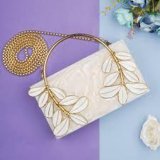 Sac à main de super qualité Sac à main exclusif en résine avec poignée en laiton Sac à main de créateur de mariage Embrayage artisanal Nouveau - Product Image 5