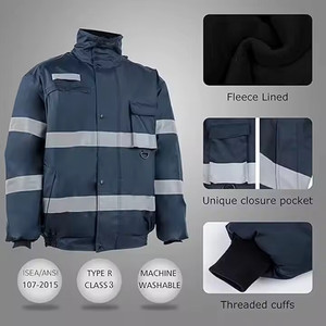 Veste de sécurité de travail de couleur grise, logo personnalisé, vente en gros, construction, hiver, manches longues, prix très raisonnable, veste de sécurité - Product Image 3