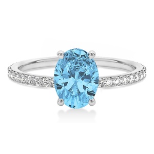 Ajuste de punta de Topacio Azul de corte ovalado y anillos de diamantes 0.86ct Topacio azul con diamante de corte redondo 2025 anillos de boda de moda para mujeres - Product Image 4