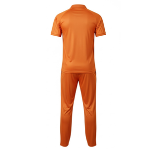 Ensemble de tenue de cricket sublimée pour hommes, maillot et pantalon orange respirant avec motif flamme rouge, vêtements d'équipe professionnels - Product Image 2