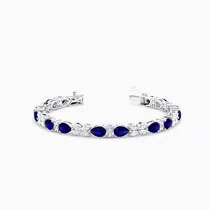 Pulsera de tenis de diamante moissanite para mujer, nuevo diseño, Diamante Azul brillante y blanco, joyería fina helada - Product Image 1