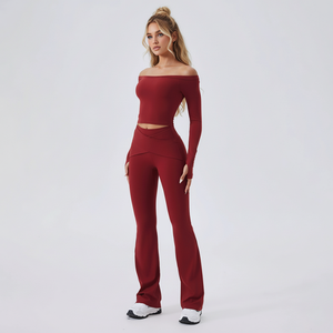 Conjunto de Yoga Deportivo de Manga Larga con Hombros Descubiertos, Transpirable, de Secado Rápido, con Logotipo Frontal, para Correr y Hacer Ejercicio - Product Image 4