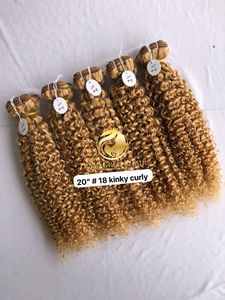Top New Best Quality 20 "#18 Color Kinky Curly Venta al por mayor Raw Indian Temple Directo de India Machine Double Weft Human Bundles - Product Image 4