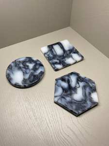 Sous-verres en marbre faits à la main élégants, ronds, hexagonaux, circulaires, carrés, décoration artisanale pour la maison - Product Image 4